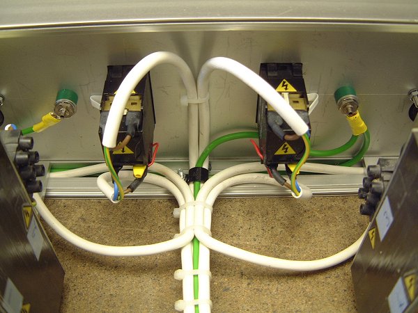 Internal wiring behind the front panel
     (64k)