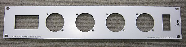 The front
      panel of the MDU after cutting openings for the meter and breaker
      (28k)